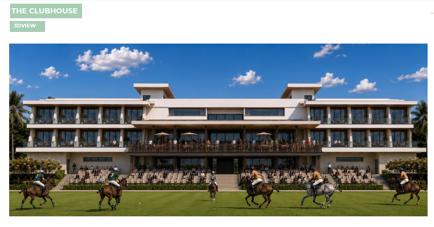 Clubhouse — 3 floors, tiered seating facing the polo field